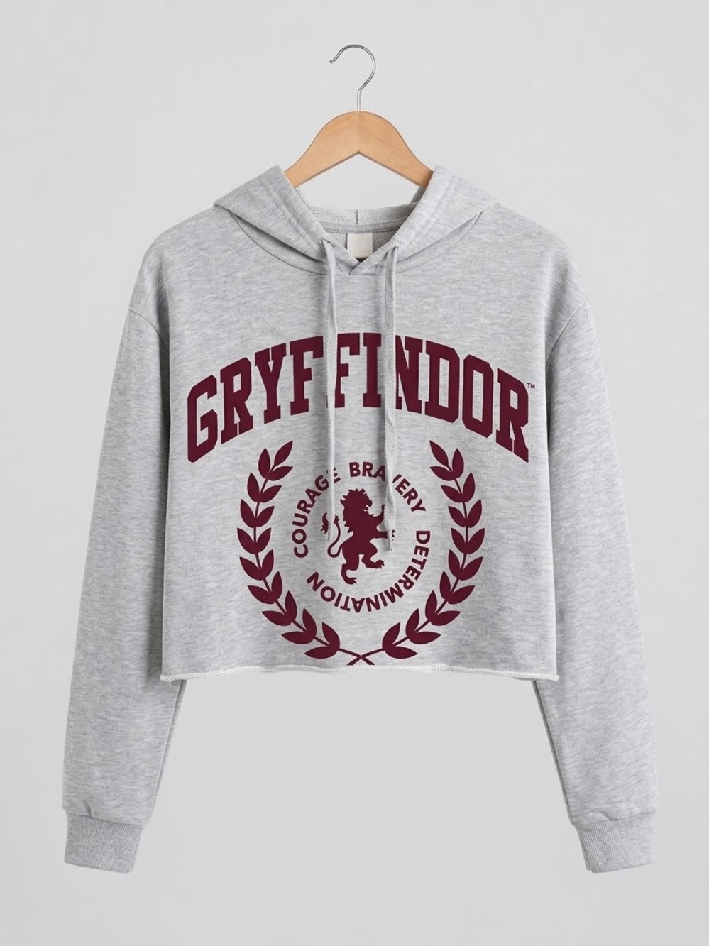 Harry Potter Gryffindor Light Gray Crop Hoodie